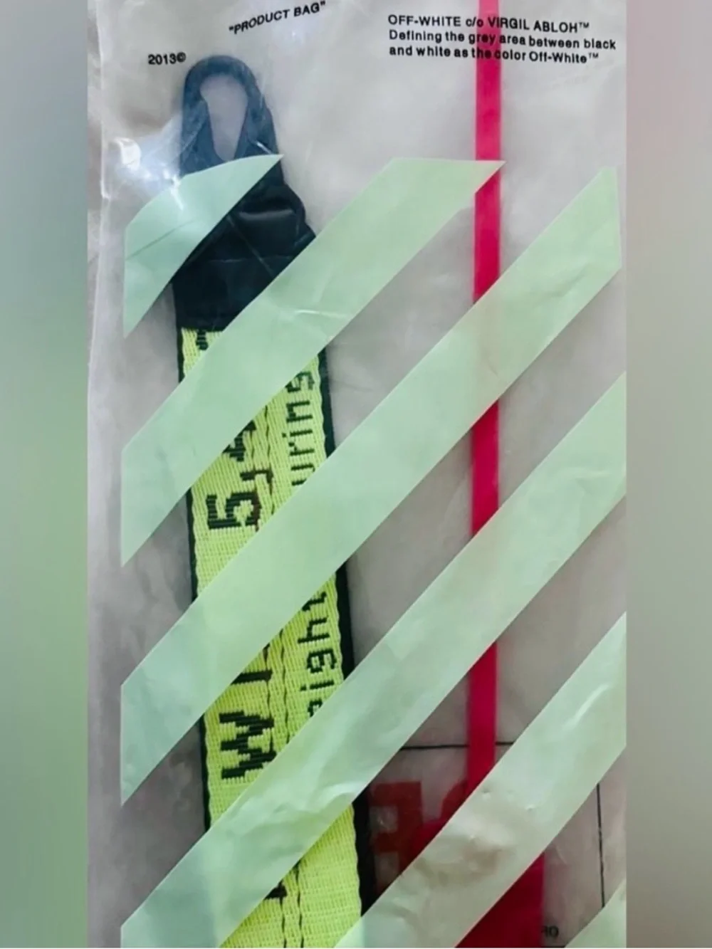 Off-White Neon Yellow Green Logo Wrist Key Holder